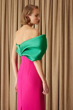 Strapless Emerald Pink Maxi Dress H7116