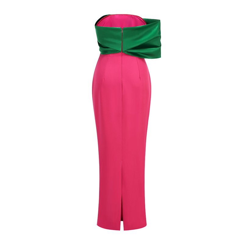 Strapless Emerald Pink Maxi Dress H7116