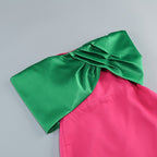 Strapless Emerald Pink Maxi Dress H7116