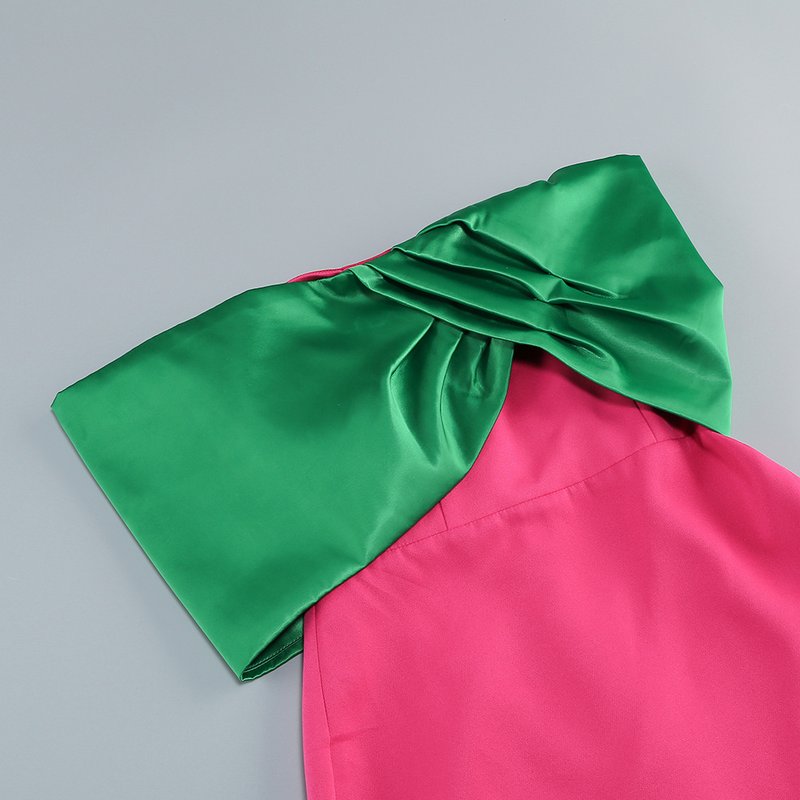 Strapless Emerald Pink Maxi Dress H7116