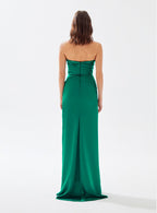 Strapless Emerald Satin Maxi Dress H6070