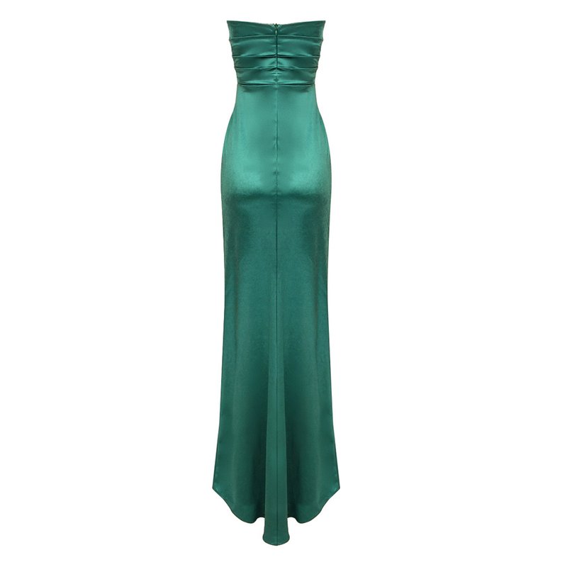Strapless Emerald Satin Maxi Dress H6070