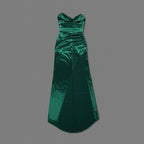 Strapless Emerald Satin Maxi Dress H6070