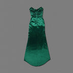 Strapless Emerald Satin Maxi Dress H6070