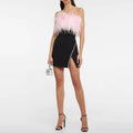 Strapless Feather Black Mini Dress H5429