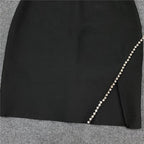 Strapless Feather Black Mini Dress H5429