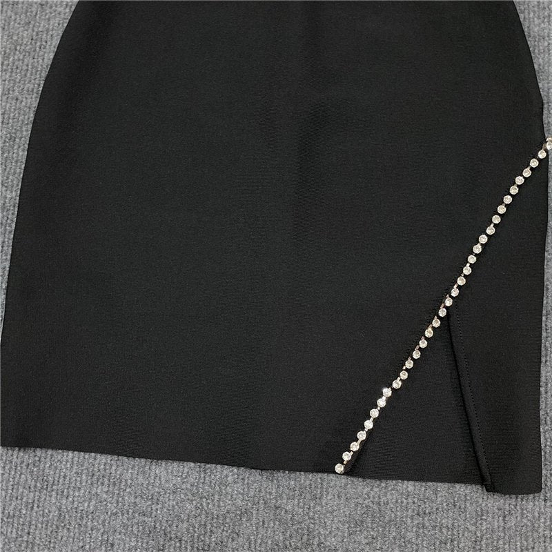 Strapless Feather Black Mini Dress H5429