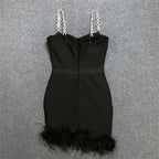 Strapless Feather Hem Bandage Dress H5951