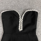 Strapless Feather Hem Midi Dress H6403