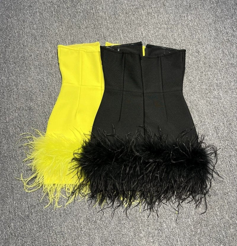 Strapless Feather Mini Dress H6363