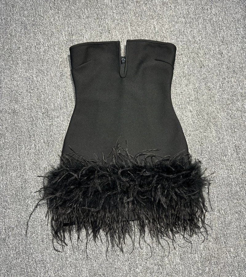 Strapless Feather Mini Dress H6363
