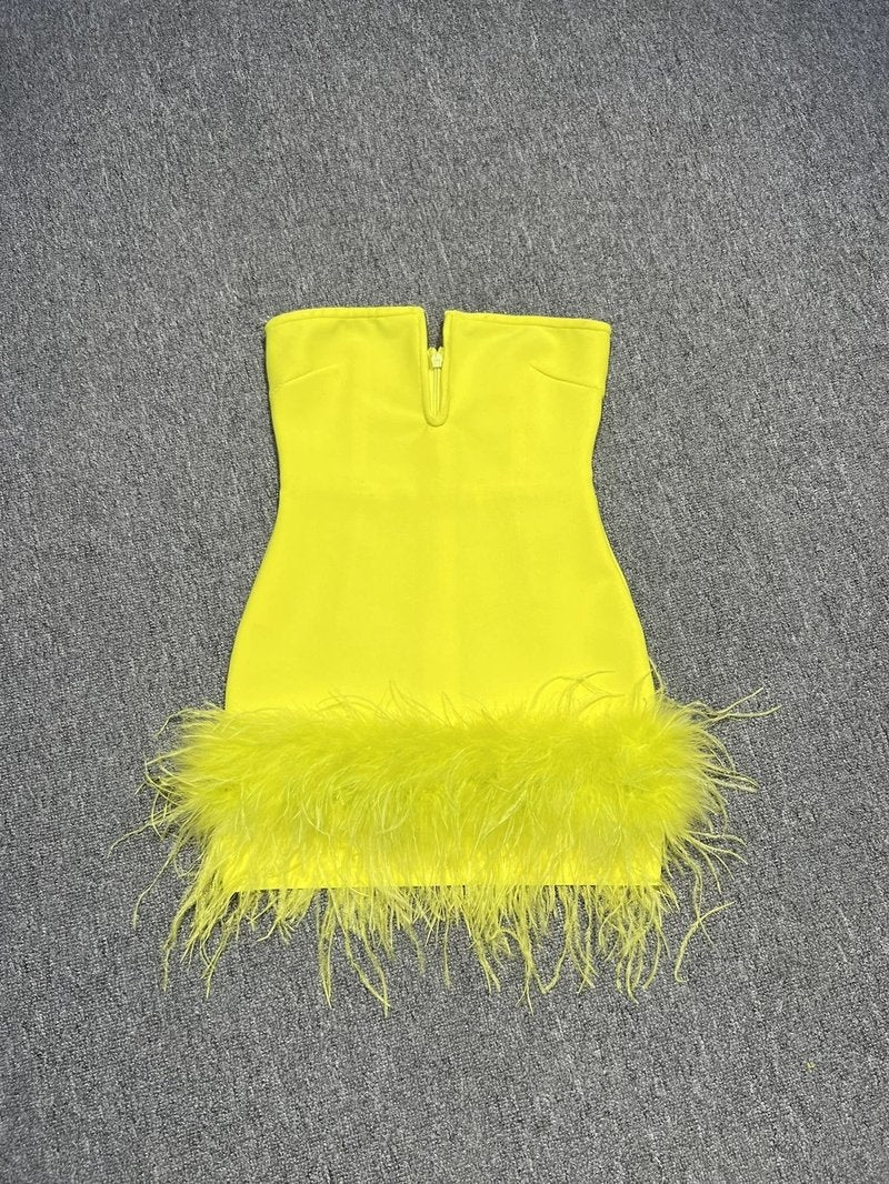 Strapless Feather Mini Dress H6363