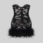 Strapless Feathered Sequin Mini Dress H5292
