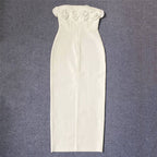 Strapless Floral Appliqué Midi Dress H6228