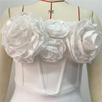 Strapless Floral Appliqué Midi Dress H6228