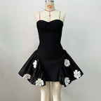 Strapless Floral Applique Mini Dress H6524
