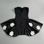 Strapless Floral Applique Mini Dress H6524