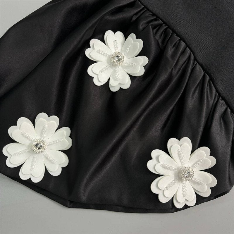 Strapless Floral Applique Mini Dress H6524