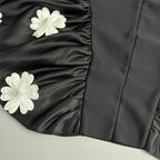 Strapless Floral Applique Mini Dress H6524