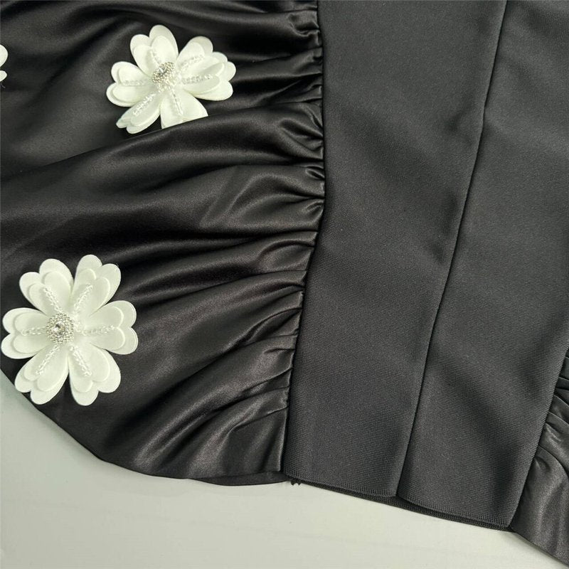 Strapless Floral Applique Mini Dress H6524