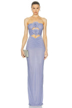Strapless Floral Cutout Maxi Dress H6381