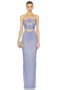 Strapless Floral Cutout Maxi Dress H6381