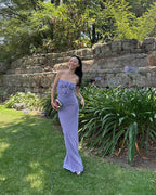 Strapless Floral Cutout Maxi Dress H6381