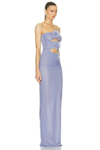 Strapless Floral Cutout Maxi Dress H6381