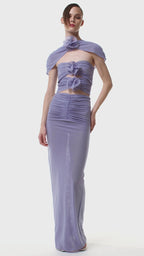 Strapless Floral Cutout Maxi Dress H6381