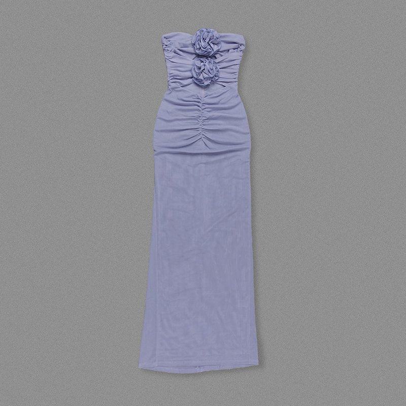 Strapless Floral Cutout Maxi Dress H6381