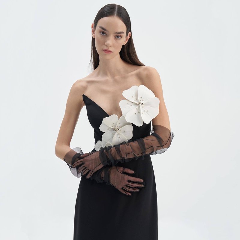 Strapless Floral Embellished Evening Gown H6312
