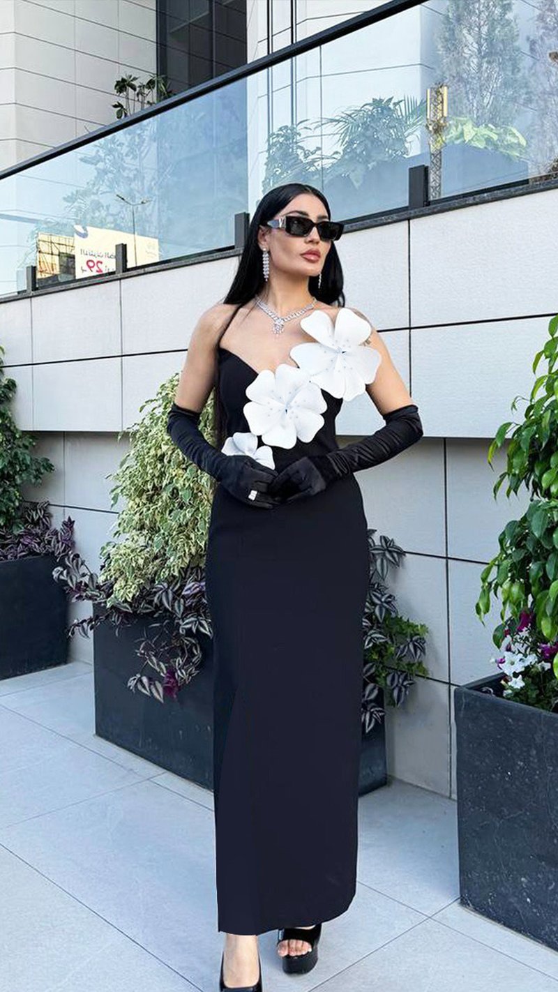 Strapless Floral Embellished Evening Gown H6312