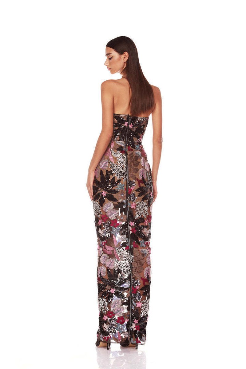 Strapless Floral Embellished Maxi Dress H6476