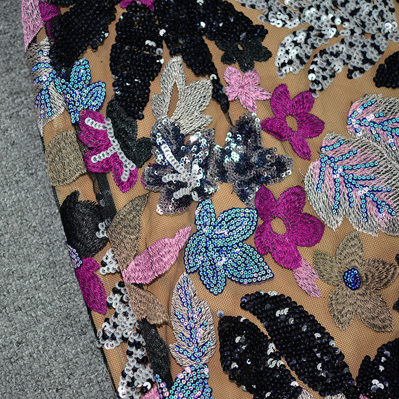 Strapless Floral Embellished Maxi Dress H6476
