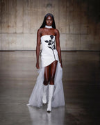 Strapless Floral Embroidered Asymmetrical Dress H6406