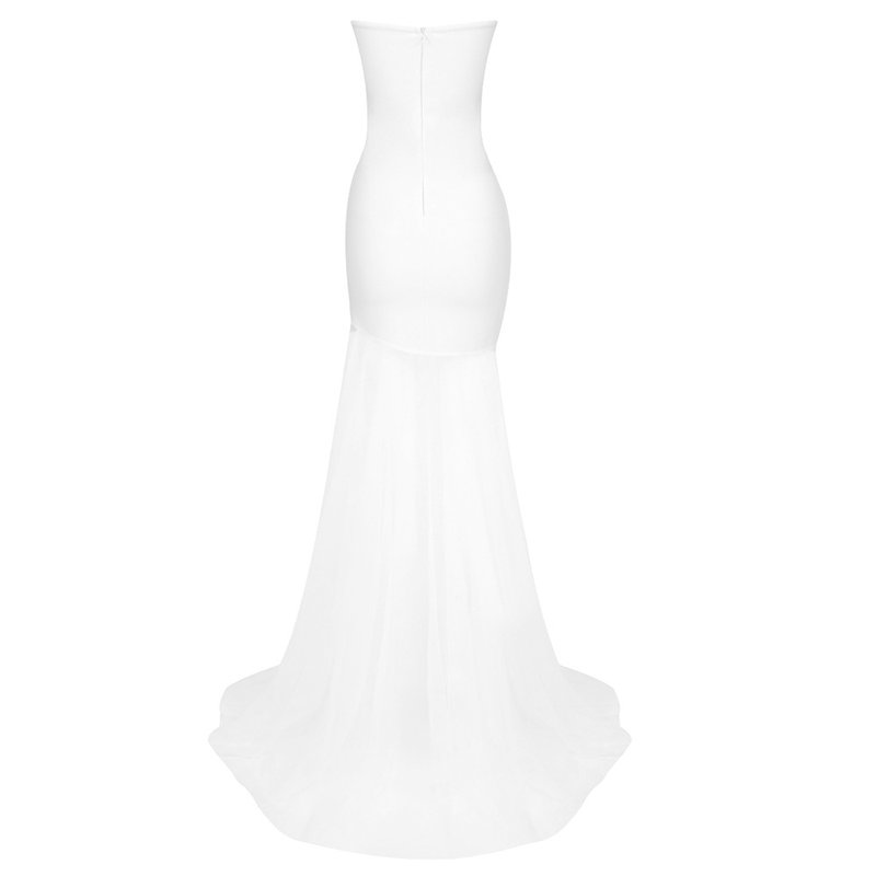 Strapless Floral Embroidered Asymmetrical Dress H6406