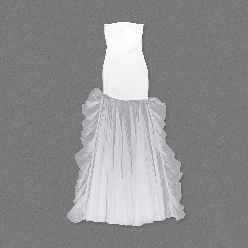 Strapless Floral Embroidered Asymmetrical Dress H6406