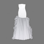 Strapless Floral Embroidered Asymmetrical Dress H6406