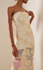 Strapless Floral Embroidered Gown H6349