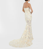 Strapless Floral Embroidered Gown H6349