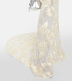 Strapless Floral Embroidered Gown H6349