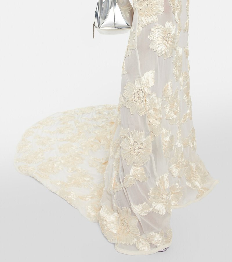Strapless Floral Embroidered Gown H6349