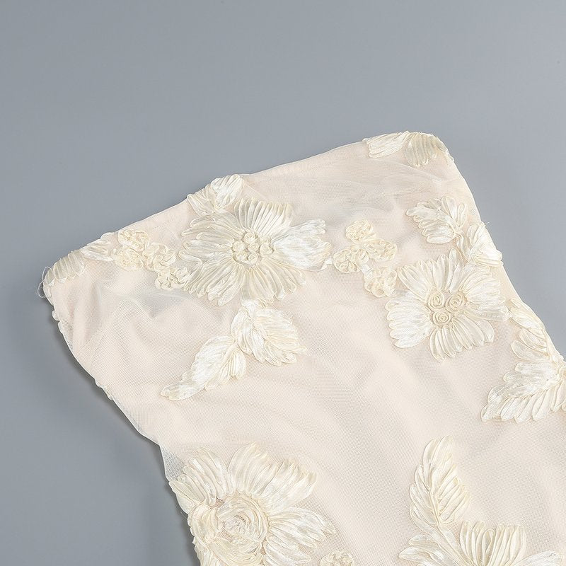 Strapless Floral Embroidered Gown H6349