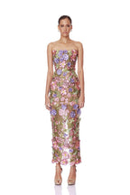 Fashion Strapless Floral Embroidered Midi Dress H7154