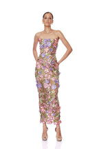 Fashion Strapless Floral Embroidered Midi Dress H7154