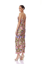 Fashion Strapless Floral Embroidered Midi Dress H7154