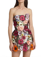 Strapless Floral Embroidered Mini Dress H6396
