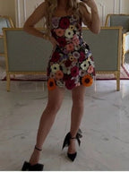 Strapless Floral Embroidered Mini Dress H6396