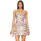 Strapless Floral Embroidered Mini Dress H6396