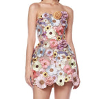 Strapless Floral Embroidered Mini Dress H6396